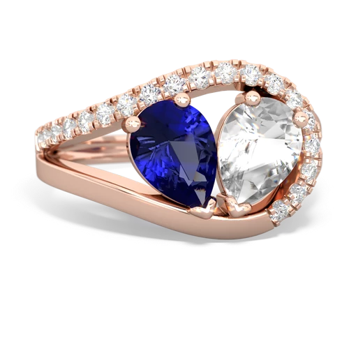 Lab Sapphire Lab Created Sapphire with Genuine White Topaz Nestled Heart Keepsake ring Ring