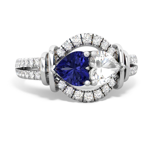 Lab Sapphire Lab Created Sapphire with Genuine White Topaz Art-Deco Keepsake ring Ring