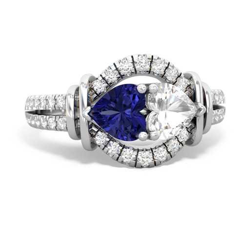 lab sapphire-white topaz pave keepsake ring