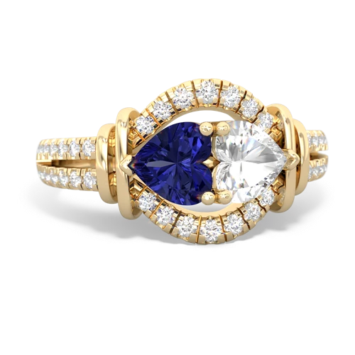 lab sapphire-white topaz pave keepsake ring