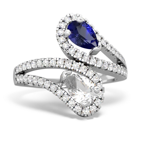 lab sapphire-white topaz pave swirls ring