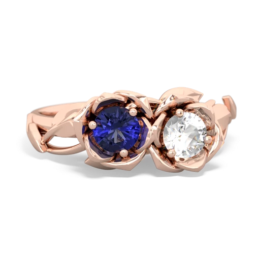 Lab Sapphire Lab Created Sapphire with Genuine White Topaz Rose Garden ring Ring