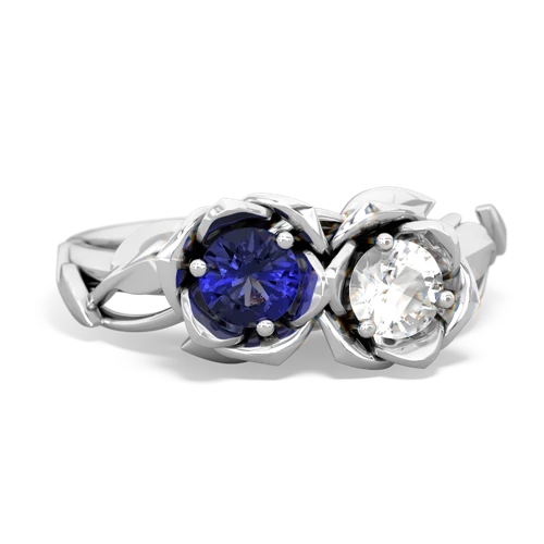 Lab Sapphire Lab Created Sapphire with Genuine White Topaz Rose Garden ring Ring