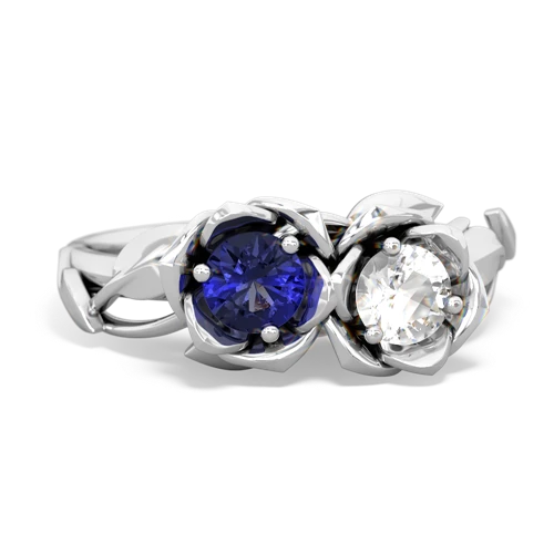 lab sapphire-white topaz roses ring