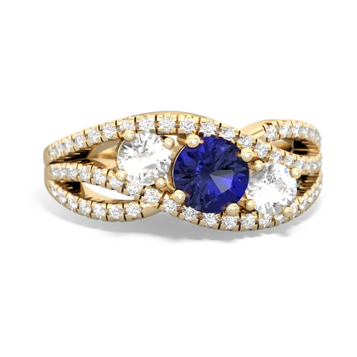 lab sapphire-white topaz three stone pave ring