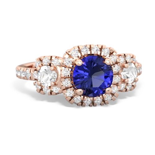 Lab Sapphire Lab Created Sapphire with Genuine White Topaz and Genuine Tanzanite Regal Halo ring Ring