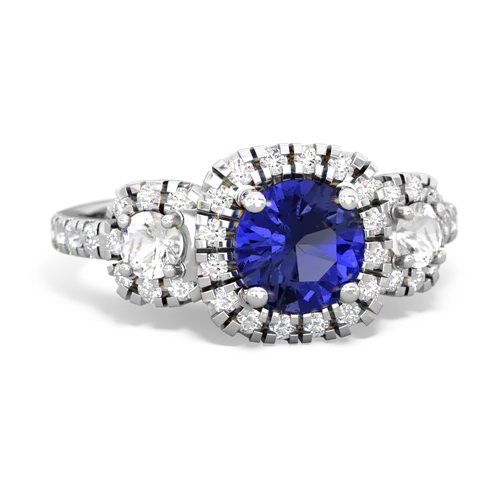 Lab Sapphire Lab Created Sapphire with Genuine White Topaz and  Regal Halo ring Ring