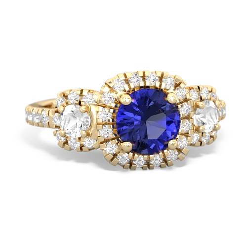 lab sapphire-white topaz three stone regal ring