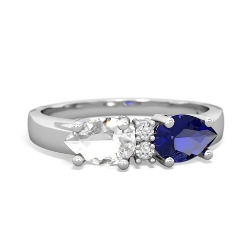 Lab Sapphire Lab Created Sapphire with Genuine White Topaz Pear Bowtie ring Ring