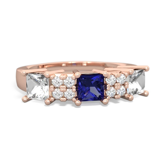 Lab Sapphire Lab Created Sapphire with Genuine White Topaz and Genuine Fire Opal Three Stone ring Ring