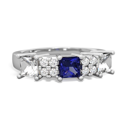 Lab Sapphire Lab Created Sapphire with Genuine White Topaz and  Three Stone ring Ring