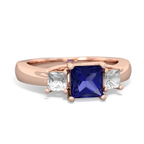 Lab Sapphire Lab Created Sapphire with Genuine White Topaz and Lab Created Ruby Three Stone Trellis ring Ring