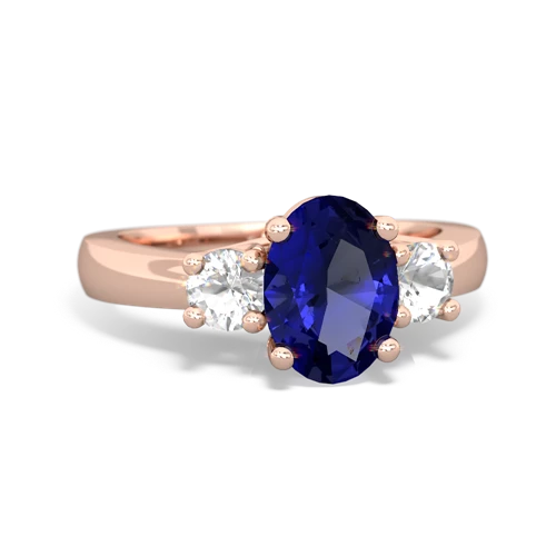 Lab Sapphire Lab Created Sapphire with Genuine White Topaz Three Stone Trellis ring Ring