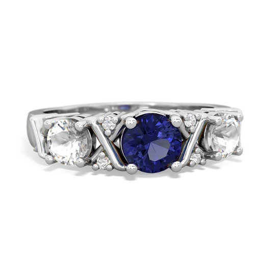Lab Sapphire Lab Created Sapphire with Genuine White Topaz and  Hugs and Kisses ring Ring