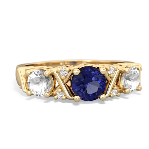 Lab Sapphire Lab Created Sapphire with Genuine White Topaz and Genuine Emerald Hugs and Kisses ring Ring