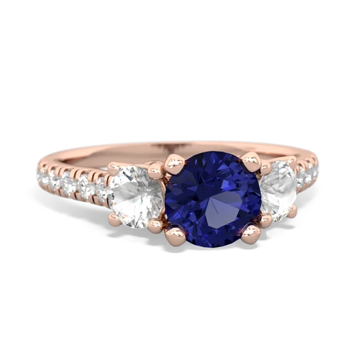 Lab Sapphire Lab Created Sapphire with Genuine White Topaz and  Pave Trellis ring Ring