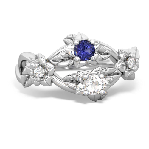 Lab Sapphire Lab Created Sapphire with Genuine White Topaz Sparkling Bouquet ring Ring
