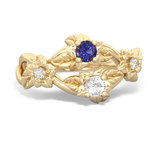 Lab Sapphire Lab Created Sapphire with Genuine White Topaz Sparkling Bouquet ring Ring