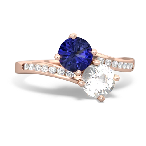Lab Sapphire Lab Created Sapphire with Genuine White Topaz Keepsake Two Stone ring Ring