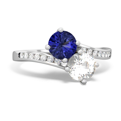 Lab Sapphire Lab Created Sapphire with Genuine White Topaz Keepsake Two Stone ring Ring