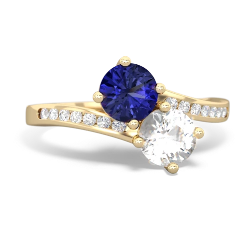 lab sapphire-white topaz two stone channel ring
