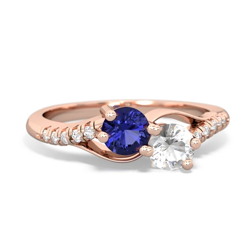 Lab Sapphire Lab Created Sapphire with Genuine White Topaz Two Stone Infinity ring Ring