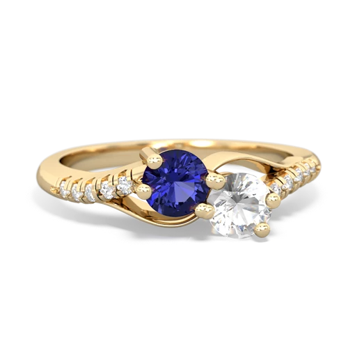 Lab Sapphire Lab Created Sapphire with Genuine White Topaz Two Stone Infinity ring Ring