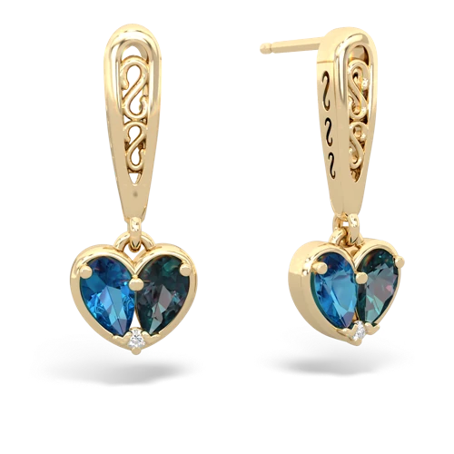 london topaz-alexandrite filligree earrings