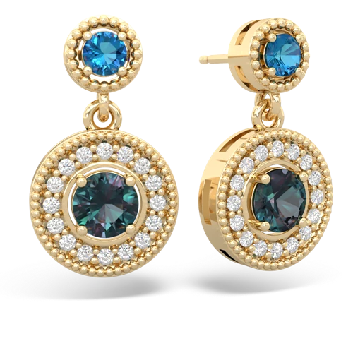 London Topaz Genuine London Blue Topaz with Lab Created Alexandrite Halo Dangle earrings Earrings