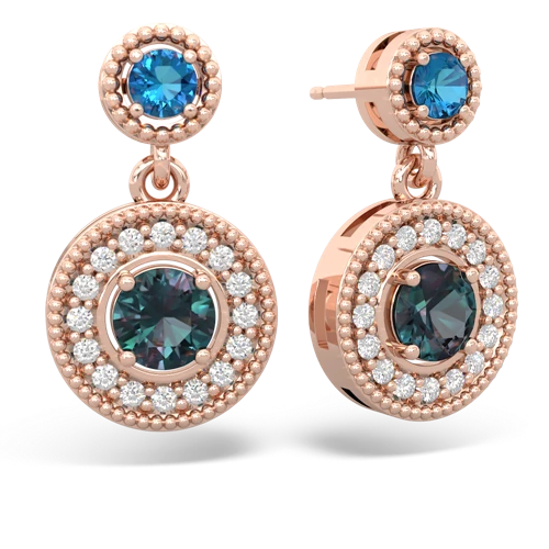 london topaz-alexandrite halo earrings