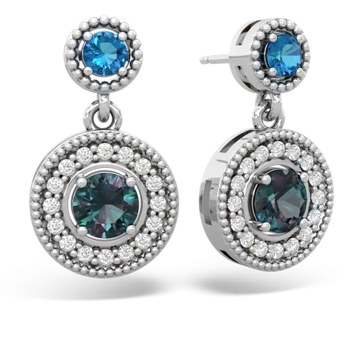 london topaz-alexandrite halo earrings
