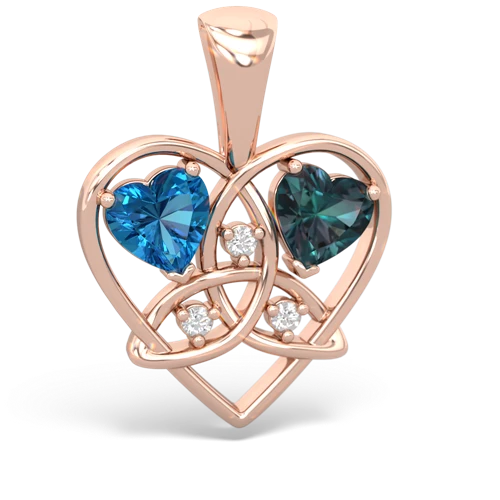 London Topaz Genuine London Blue Topaz with Lab Created Alexandrite Celtic Trinity Heart pendant Pendant