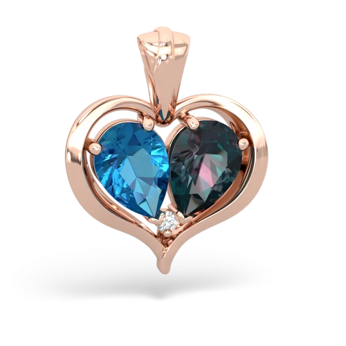 london topaz-alexandrite half heart whole pendant