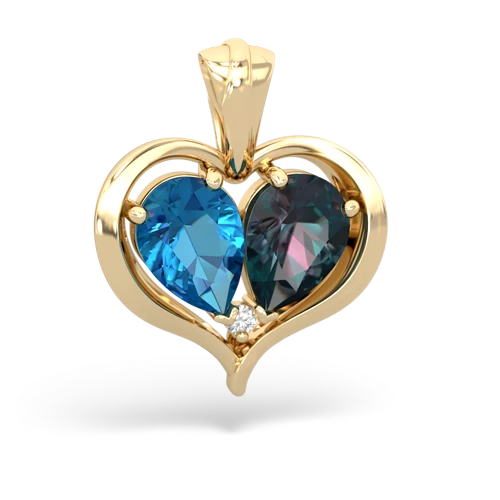 london topaz-alexandrite half heart whole pendant