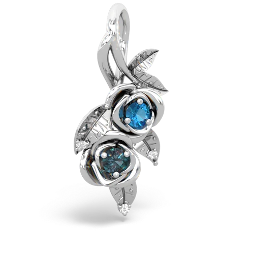 London Topaz Genuine London Blue Topaz with Lab Created Alexandrite Rose Vine pendant Pendant