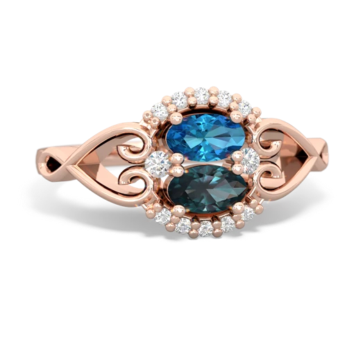 London Topaz Genuine London Blue Topaz with Lab Created Alexandrite Love Nest ring Ring