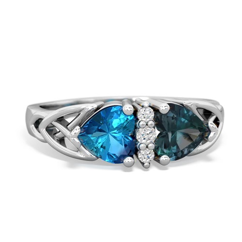 London Topaz Genuine London Blue Topaz with Lab Created Alexandrite Celtic Trinity Knot ring Ring