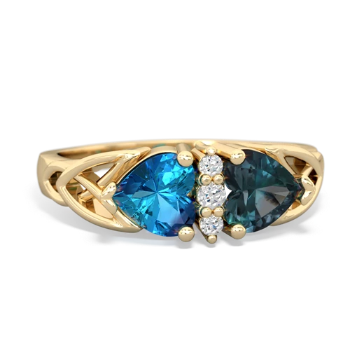 London Topaz Genuine London Blue Topaz with Lab Created Alexandrite Celtic Trinity Knot ring Ring
