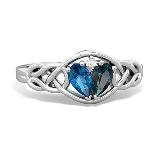 London Topaz Genuine London Blue Topaz with Lab Created Alexandrite Celtic Love Knot ring Ring