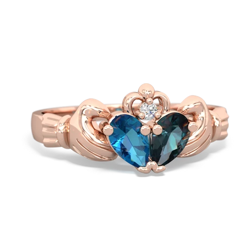 London Topaz Genuine London Blue Topaz with Lab Created Alexandrite Claddagh ring Ring
