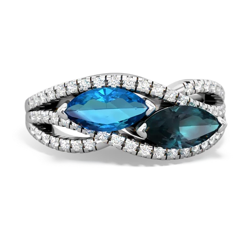 london topaz-alexandrite double heart ring