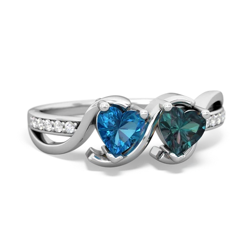 London Topaz Genuine London Blue Topaz with Lab Created Alexandrite Side by Side ring Ring