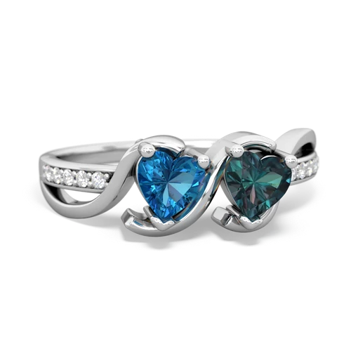 london topaz-alexandrite double heart ring