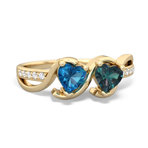 london topaz-alexandrite double heart ring