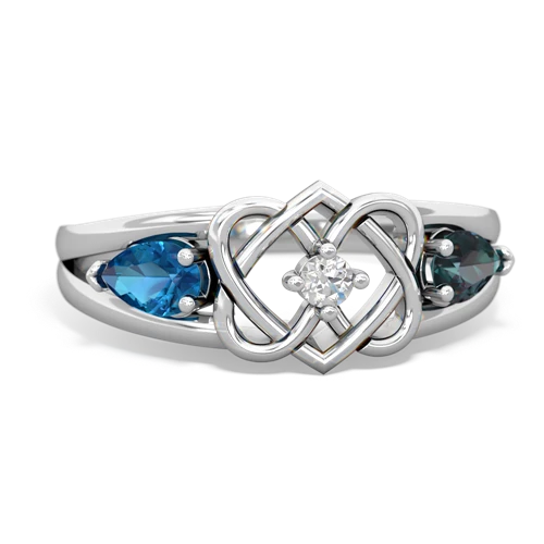 london topaz-alexandrite double heart ring