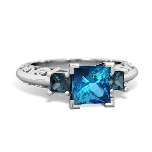 London Topaz Genuine London Blue Topaz with Lab Created Alexandrite and Lab Created Emerald Art Deco ring Ring
