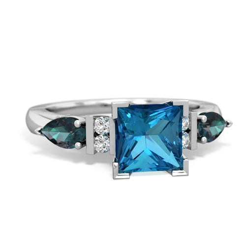 London Topaz Genuine London Blue Topaz with Lab Created Alexandrite and  Engagement ring Ring