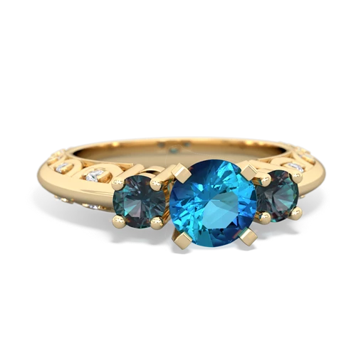 London Topaz Genuine London Blue Topaz with Lab Created Alexandrite Art Deco ring Ring