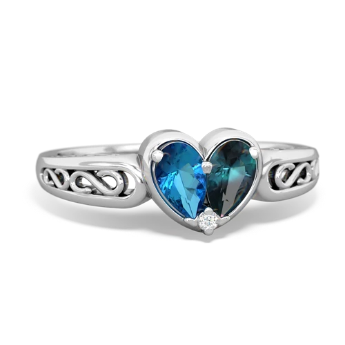 London Topaz Genuine London Blue Topaz with Lab Created Alexandrite filligree Heart ring Ring