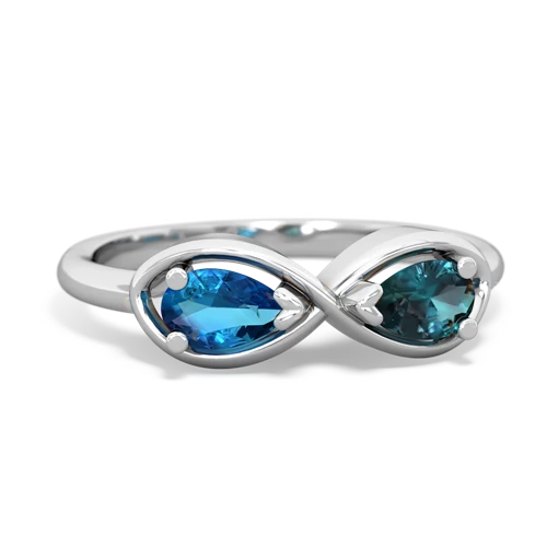 London Topaz Genuine London Blue Topaz with Lab Created Alexandrite Infinity ring Ring